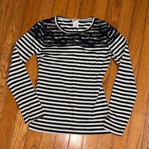 Harajuku Lovers Black and White Striped Long Sleeve Tee